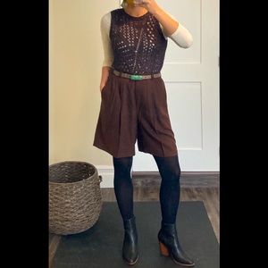 SAKS FIFTH AVENUE high waist brown silk shorts